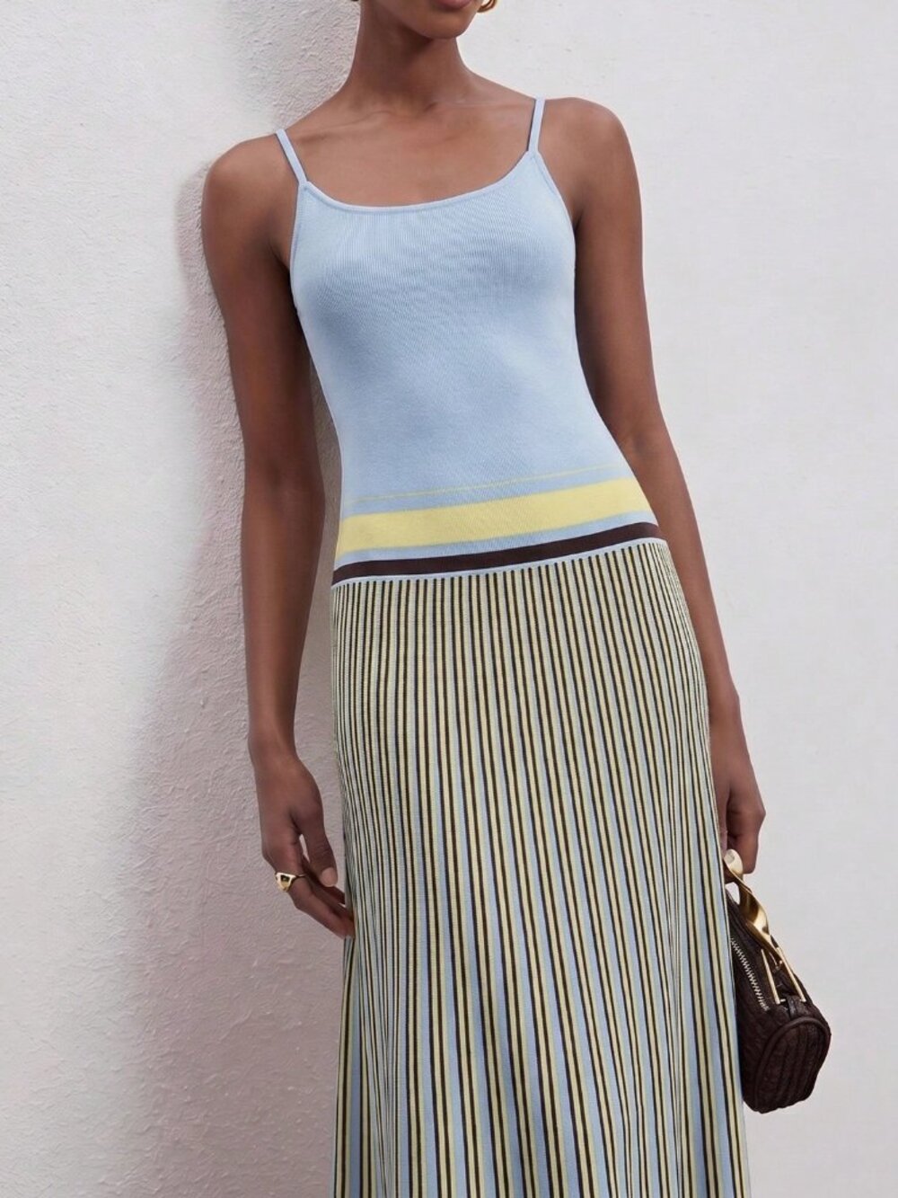 Blue Casual Women's Striped Camisole Knit Dress - Picture 3 of 5